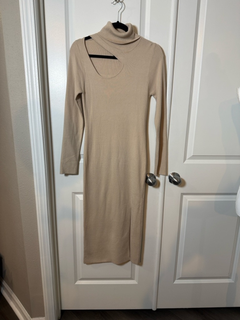 Forever 21 Beige Cutout Turtleneck Sweater